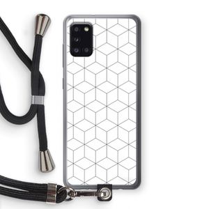 Zwart-witte kubussen: Samsung Galaxy A31 Transparant Hoesje met koord