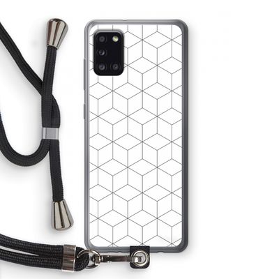 Zwart-witte kubussen: Samsung Galaxy A31 Transparant Hoesje met koord