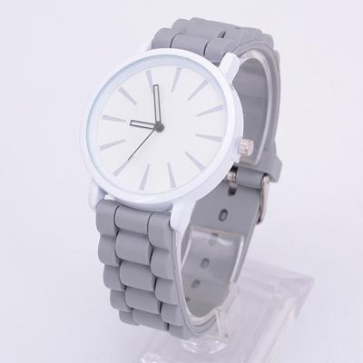 Eenvoudige stijl ronde Dial Jelly siliconen riem quartz horloge (grijs)