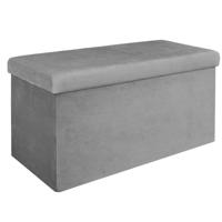 Hocker/poef opvouwbaar - grijs - Velvet - polyester/MDF - 76 x 38 cm