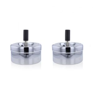 2x stuks ronde draaiasbak/drukasbak chroom 9,5 cm