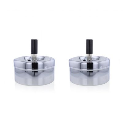 2x stuks ronde draaiasbak/drukasbak chroom 9,5 cm