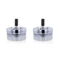 2x stuks ronde draaiasbak/drukasbak chroom 9,5 cm