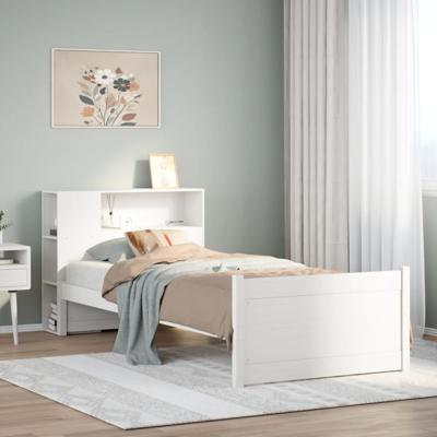 Bed met boekenkast zonder matras grenenhout wit 75x190 cm