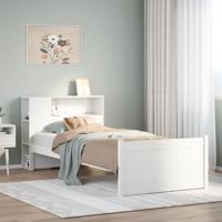Bed met boekenkast zonder matras grenenhout wit 75x190 cm