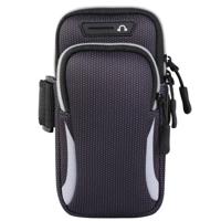Multifunctionele universele dubbellaagse rits sport arm Case telefoon tas met oortelefoon gat voor 6 6 inch of lager smartphones (grijs)