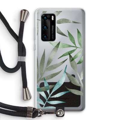Tropical watercolor leaves: Huawei P40 Transparant Hoesje met koord