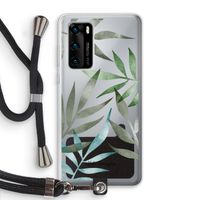 Tropical watercolor leaves: Huawei P40 Transparant Hoesje met koord