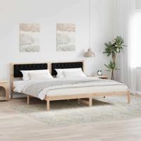Bedframe met hoofdeinde Zwart 200 x 200 cm Massief grenenhout