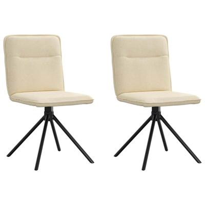 Eetkamerstoelen 2 st stof crmekleurig