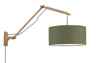GOOD&MOJO Wandlamp 'Andes' Large, Bamboe en Eco linnen, kleur Groen/Naturel GOOD&MOJO Wandlamp 'Andes' Large, Bamboe en Eco linnen, kleur Groen/Naturel