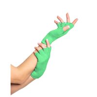 Verkleed handschoenen vingerloos - licht groen - one size - voor volwassenen - thumbnail
