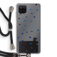 Blauwe stippen: Samsung Galaxy A12 Transparant Hoesje met koord