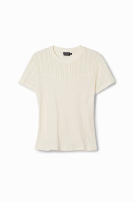 T-shirt opengewerkte patch - WHITE - M