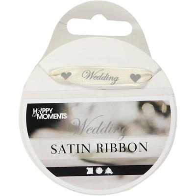 Creativ Company Satijnlint, b: 10 mm, off-white, 8 m/ 1 rol