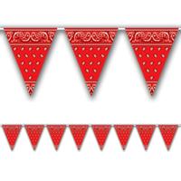 Boeren zakdoek vlaggenlijn - 366 cm - Cowboy western thema feestversiering - rood