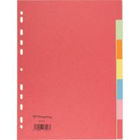 Pergamy tabbladen ft A4, 11-gaatsperforatie, extra sterk karton, geassorteerde kleuren, 7 tabs