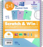 Oxford School collegeblok, ft A5+, gelijnd, 17-gaats, 80 vel, pastel assorti, 2+1 gratis, Scratch & Win