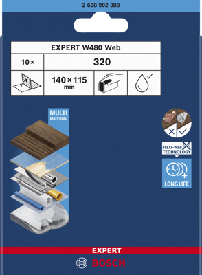 Bosch Accessoires EXPERT Schuurvel Web W480 115 x 140 mm, G320, 10x - 2608902388