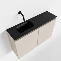 Toiletmeubel Mondiaz Ture | 80 cm | Meubelkleur Linen | Eden wastafel Urban Links | Zonder kraangat