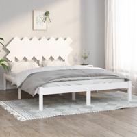 Bedframe massief hout wit 150x200 cm