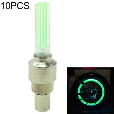 10 stuks LED fietsverlichting wiel Tire Valve Caps fiets accessoires fietsen lantaarn spokes lamp (groen)