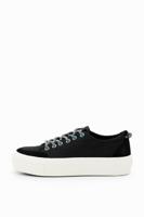 Sneakers met plateauzolen en dierenprint - BLACK - 39