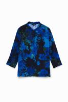 Gebloemd camouflageshirt - BLUE - XS - thumbnail