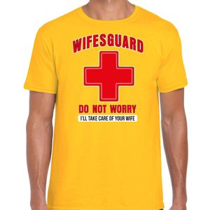 Bellatio Decorations lifeguard verkleed t-shirt heren - strandwacht/carnaval outfit -geel -wifesguard 2XL  -