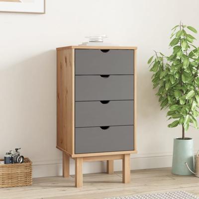 Ladekast OTTA 45x39x90 cm massief grenenhout bruin en grijs