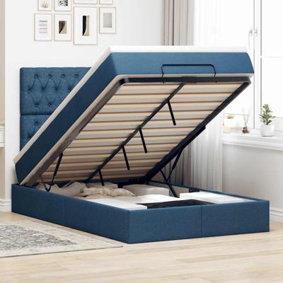 Ottoman bed met matras 120x190 cm stof blauw