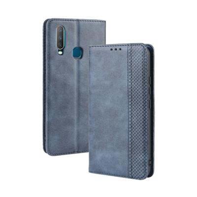 Magnetische gesp retro Crazy Horse textuur horizontale Flip lederen case fo vivo Y17/Y15-/Y3 met houder & kaartsleuven & fotolijstjes (blauw)