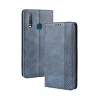 Magnetische gesp retro Crazy Horse textuur horizontale Flip lederen case fo vivo Y17/Y15-/Y3 met houder & kaartsleuven & fotolijstjes (blauw)
