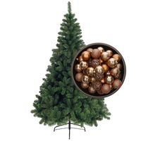 Bellatio Decorations kunst kerstboom 150 cm met kerstballen camel bruin - Kunstkerstboom - thumbnail