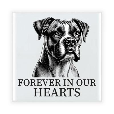 Herdenkings cadeau tegel - hondenliefhebber - Boxer hond - zwart/wit - keramiek - 15 cm