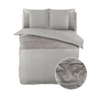Dekbedovertrek Velvet Band Sand Grijs Effen 140x200 Cm Sleeptime - Dekbed-Discounter.nl