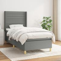 Boxspring met matras stof donkergrijs 90x190 cm