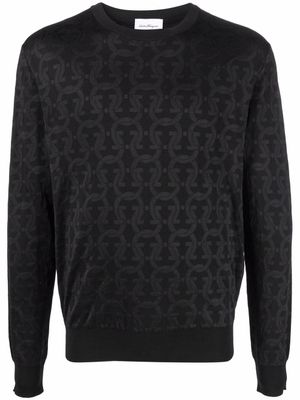 Ferragamo pull en maille intarsia à manches longues - Noir