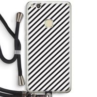 Strepen zwart-wit: Huawei Ascend P10 Lite Transparant Hoesje met koord