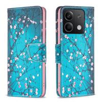 Xiaomi Redmi Note 13 4G Wonder Series Portemonnee Hoesje - Witte Bloemen - thumbnail