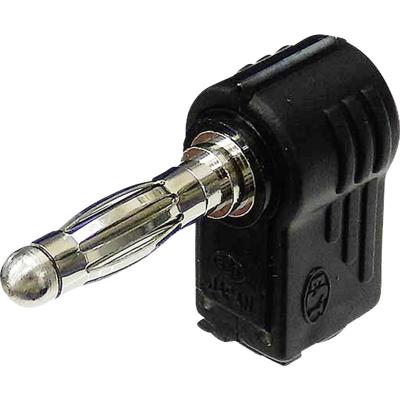 TRU COMPONENTS Banaanstekker Stekker, haaks Stift-Ø: 4 mm Zwart 1 stuk(s)