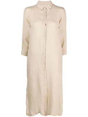 120% Lino robe-chemise longue en lin - Marron