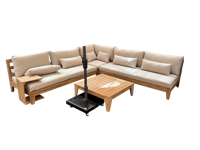 Kailua hoeklounge acacia white wash/sahara sand 5-delig - Driesprong collection