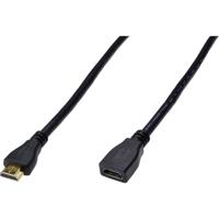 Digitus HDMI Verlengkabel HDMI-A-stekker, HDMI-A-bus 3.00 m Zwart AK-330201-030-S 4K UHD, Rond, Vergulde steekcontacten, Afgeschermd (drievoudig) HDMI-kabel