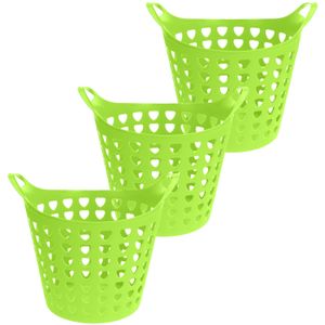 Flexibele wasmand - 3x - groen - 26 liter - kunststof - 40 x 42 cm