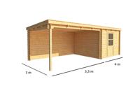 Blokhut met overkapping Els 750 cm bij 300 cm diep Lessenaarsdak - Warentuin collection Blokhut met overkapping Els 750 cm bij 300 cm diep Lessenaarsdak - Warentuin collection