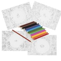 20x Knutsel placemats om in te kleuren incl. 24 potloden - thumbnail