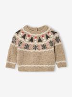 Jacquard kersttrui voor babyjongens gemêleerd beige