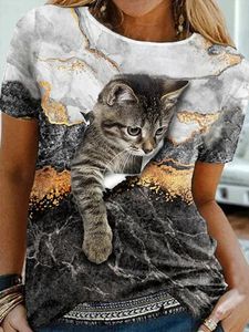Casual Comfortable Cat Print Short Sleeve T-Shirt