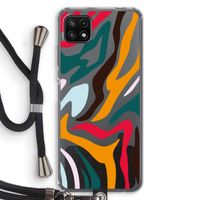 Colored Zebra: Samsung Galaxy A22 5G Transparant Hoesje met koord Colored Zebra: Samsung Galaxy A22 5G Transparant Hoesje met koord